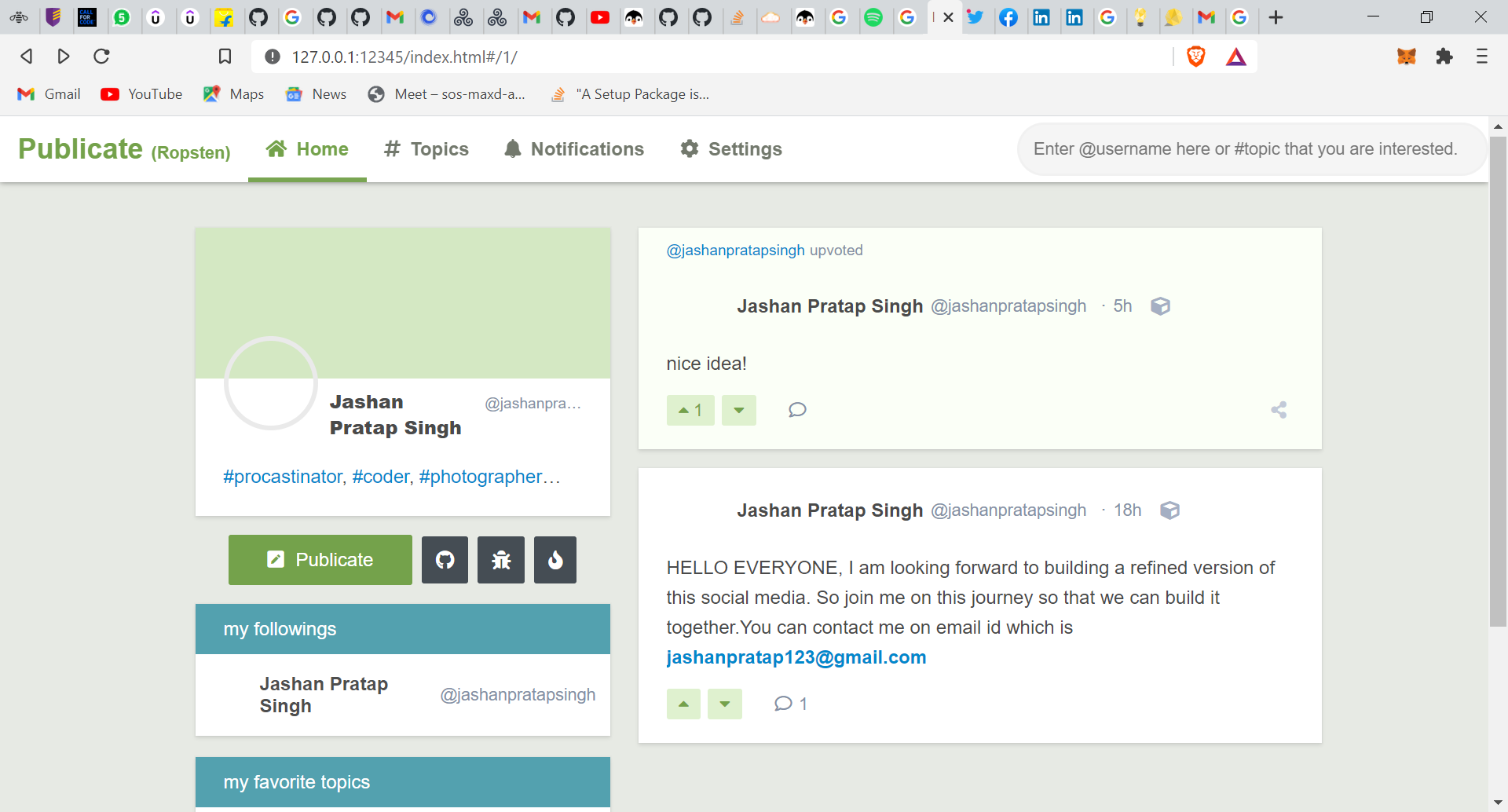Interface of the app